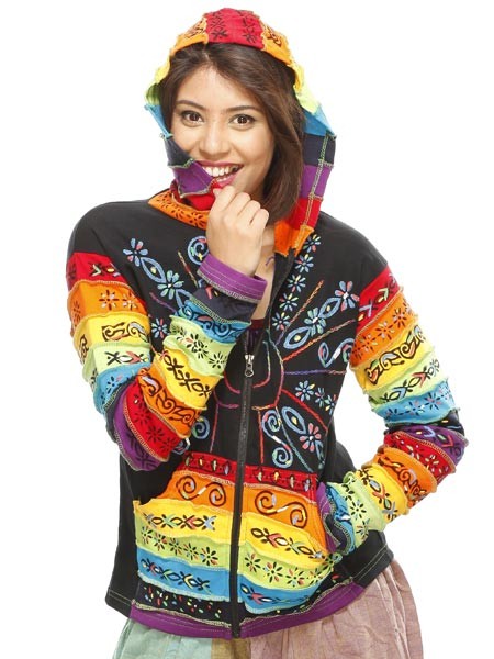 Rainbow hippie boho hoodie
