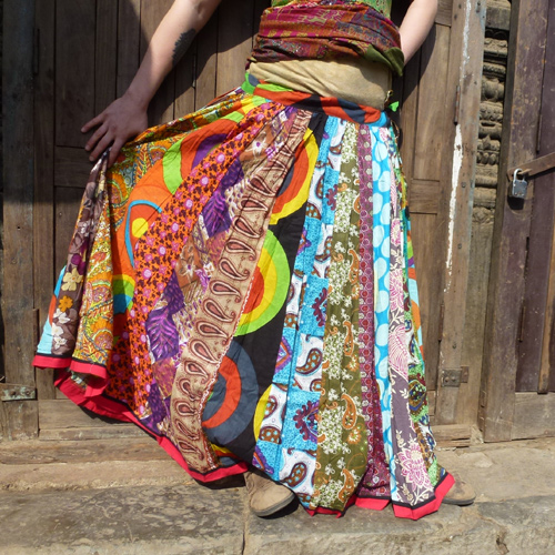 Maxi patchwork hippie skirt