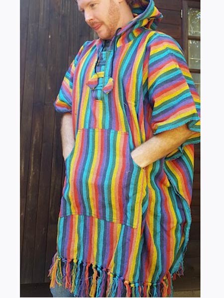 Rainbow hippie poncho