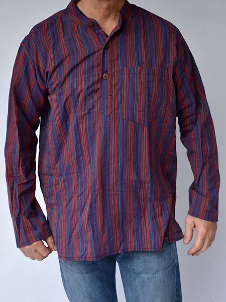 3-button stripe hippie shirt